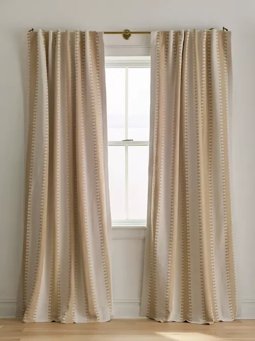 Cotton Jacquard Notched Stripe Blackout Curtain