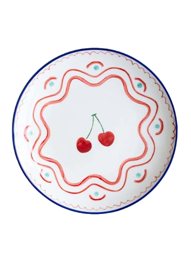 Cherry Print Ceramic Serving Plate