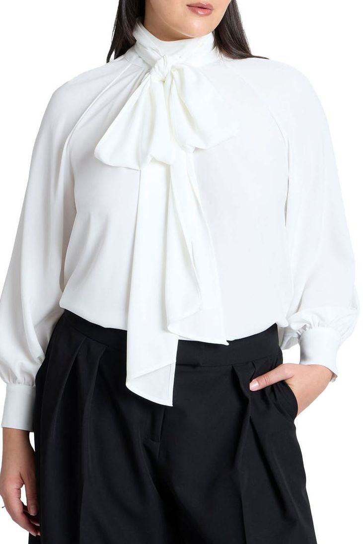 Dramatic Neck-Tie Blouse