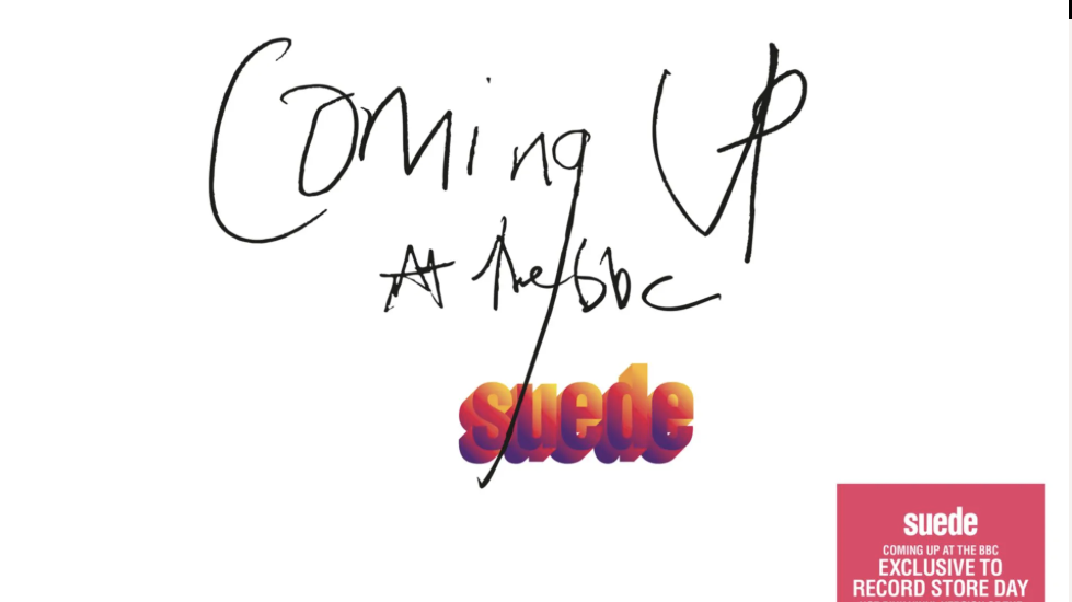 A screengrab of Suede's Coming Up at the BBC vinyl cover, with black handwriting