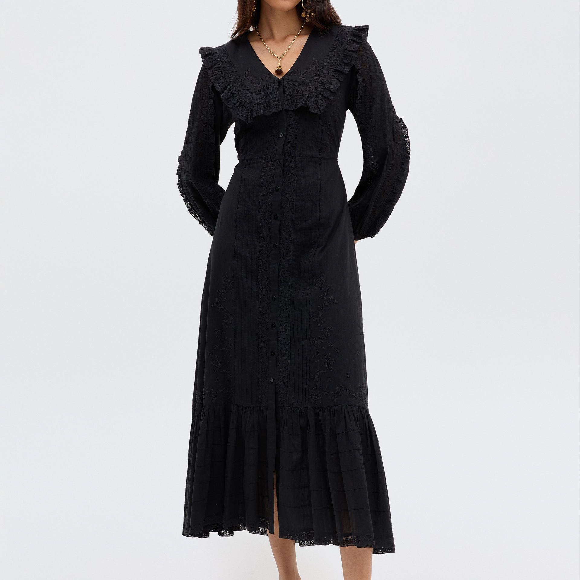 Hilary Cotton Dress in Black