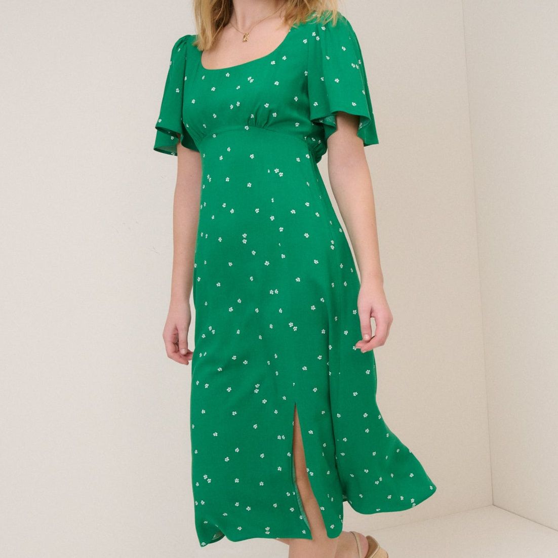 Green Floral Dee Dee Midi Dress