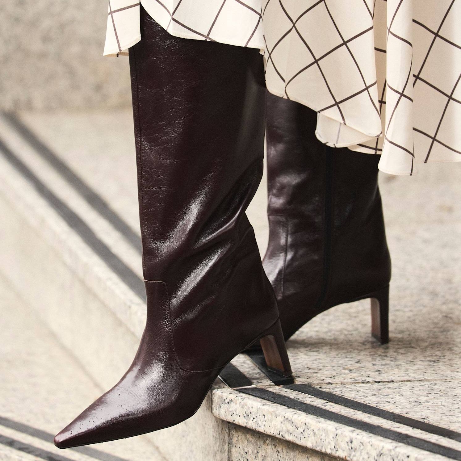 Miley Burgundy Leather Knee High Boots