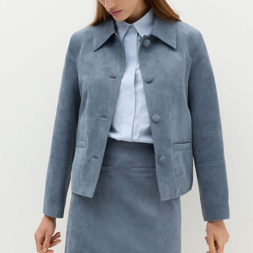 Suedette Button Through Short Jacket