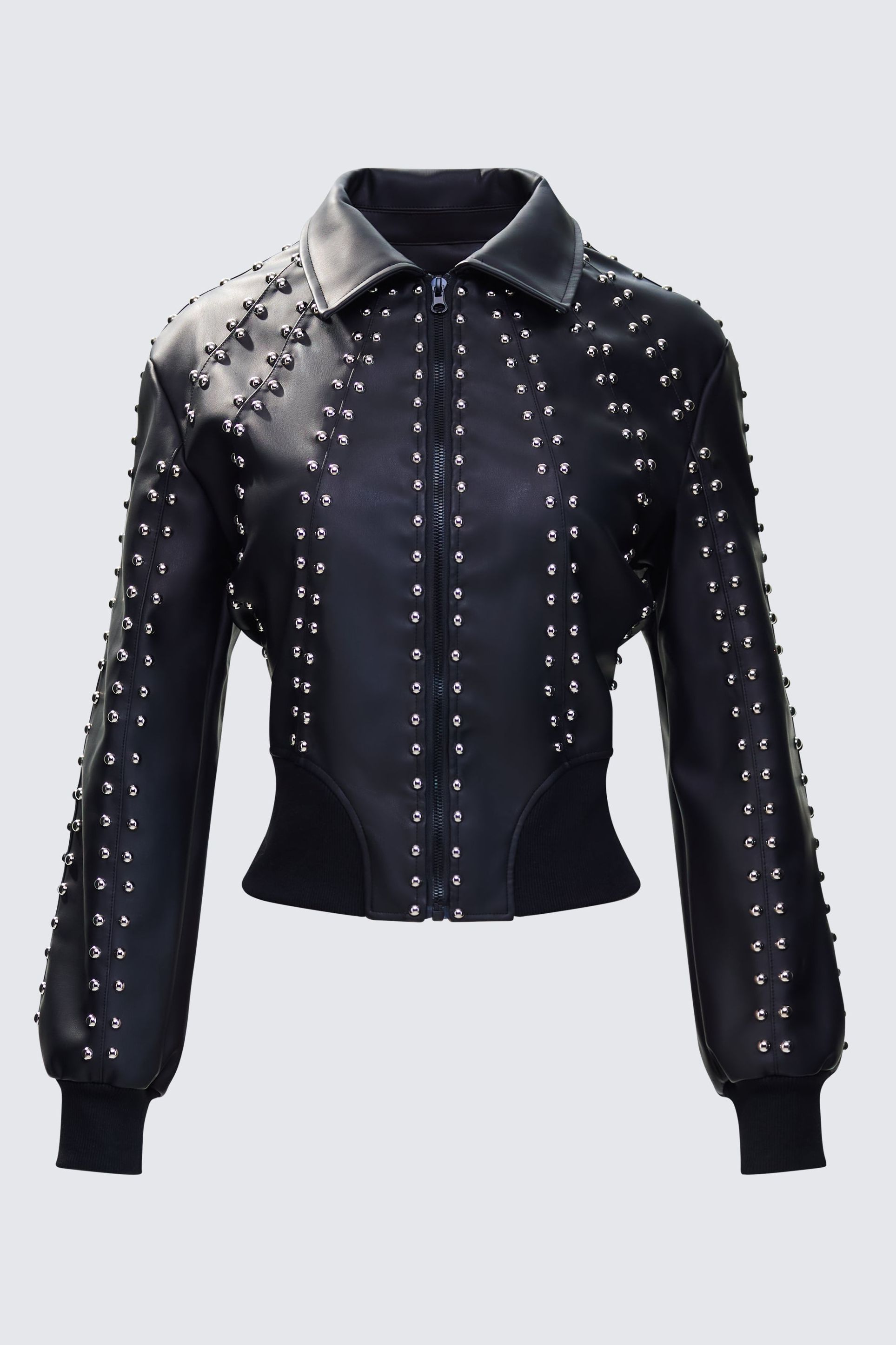 Eleri Black Vegan Leather Studded Jacket