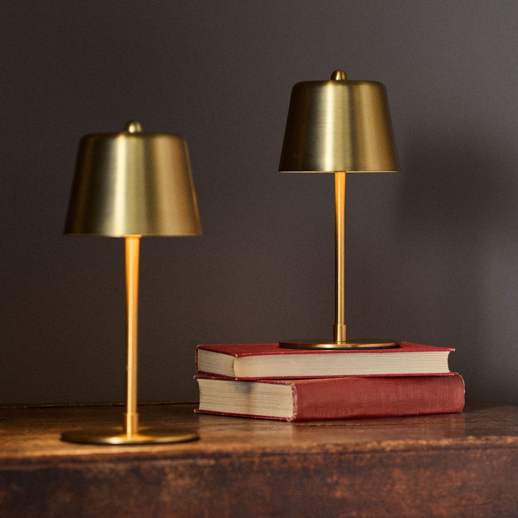 The Set 2 Pack Brass Rechargeable Table Lamps