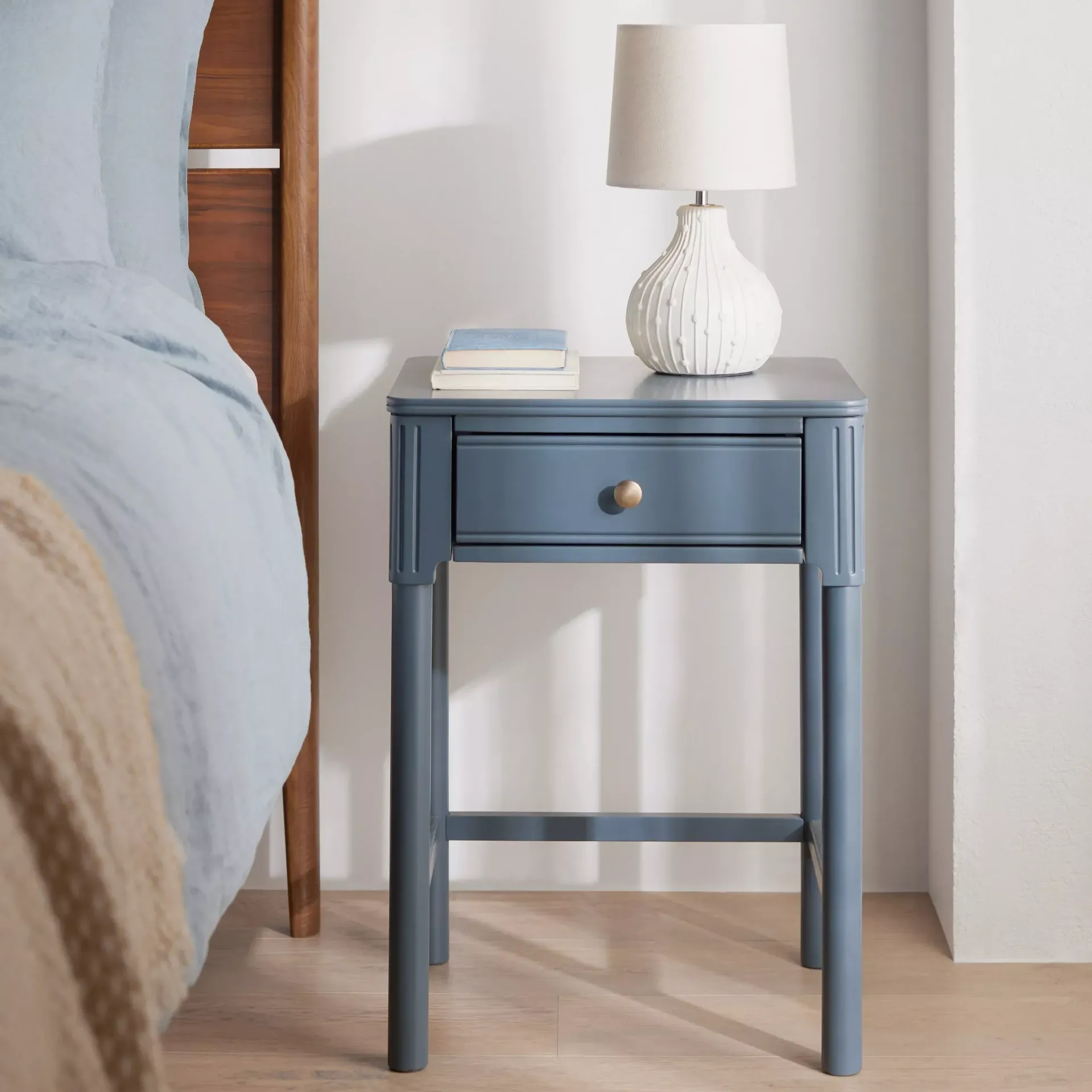 John Lewis Pillar 1 Drawer Bedside Table, Blue