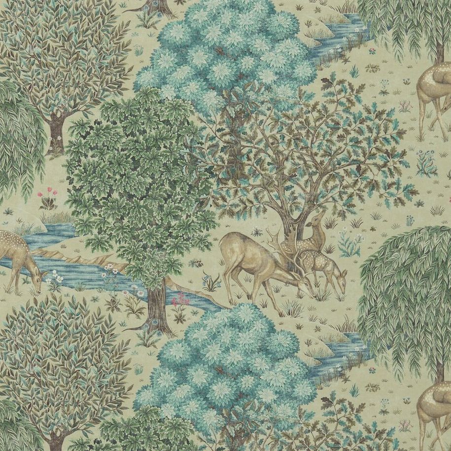 Morris &amp;amp; Co. the Brook in a Garden Green Floral Wallpaper