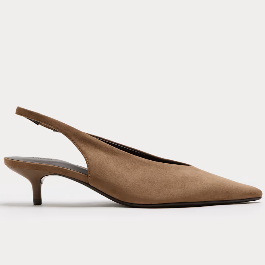 M&amp;amp;S taupe slingback court heels