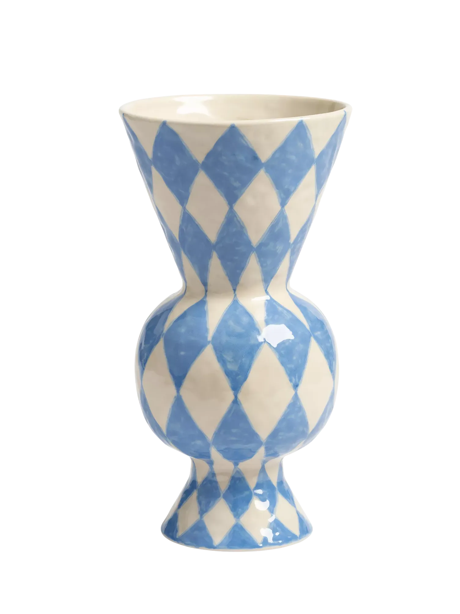 &amp;amp;k Amsterdam Rhombic Stoneware Vase, Blue