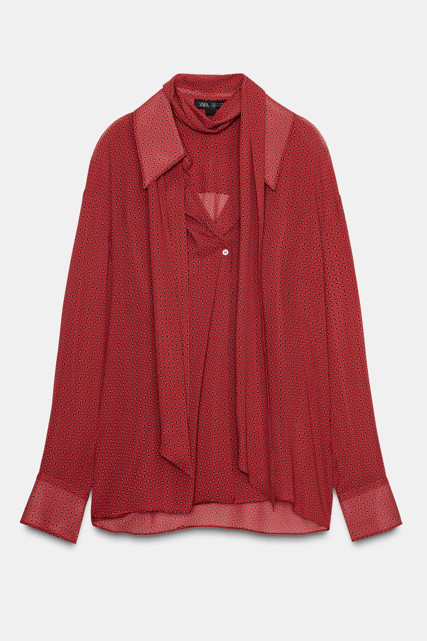 Printed Blouse With Ties Zw Collection