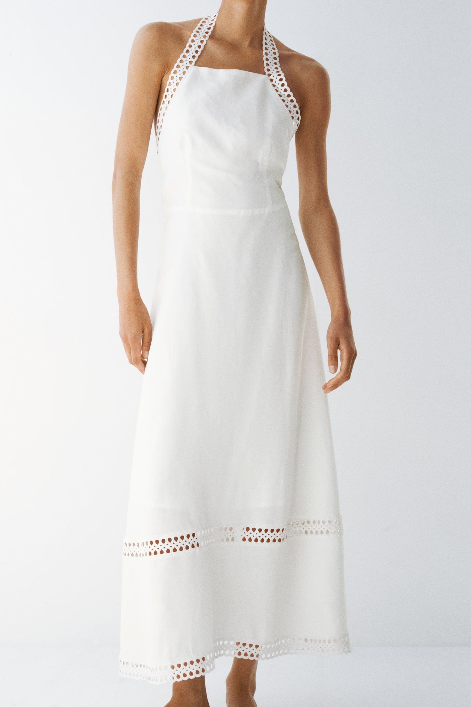 Linen-Blend Halterneck Dress