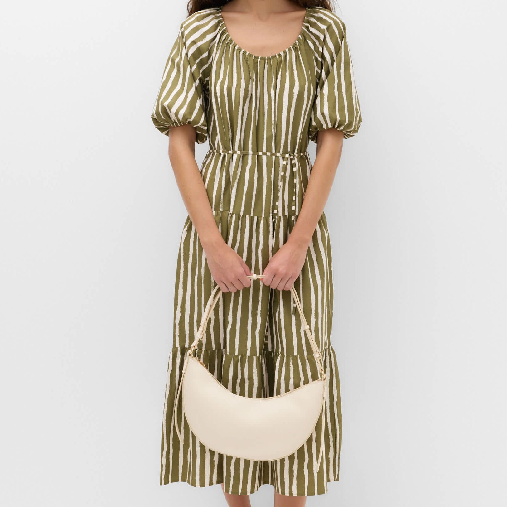 Pure Cotton Printed Midi Waisted Dress