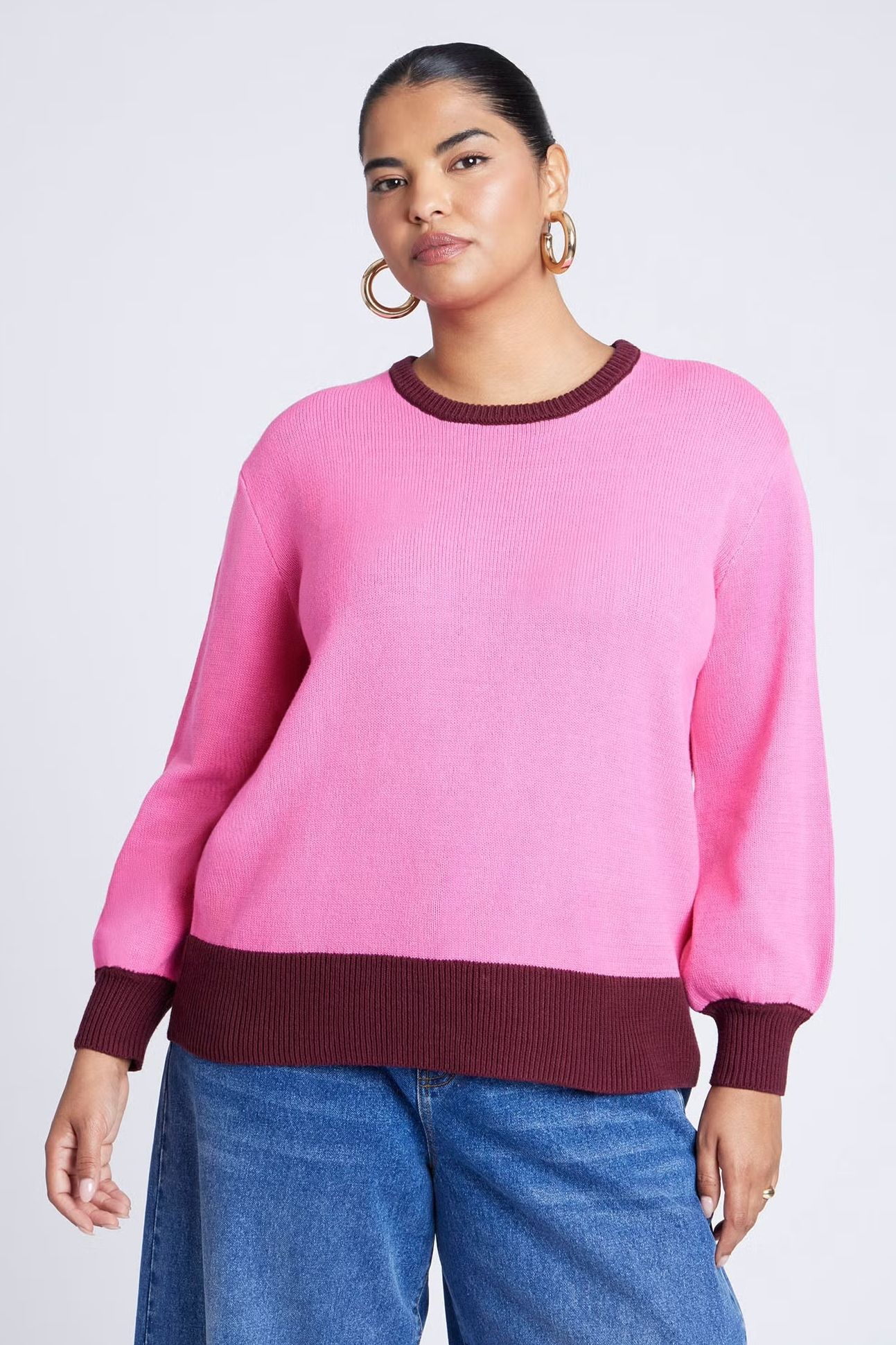 Eloquii Contrast Rib Sweater