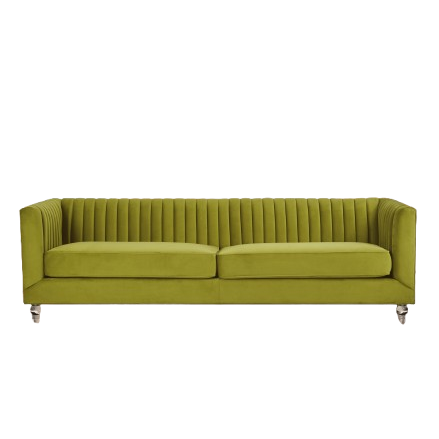Modern Design 3 Seat Green Velvet Sofa, Moss Velvet Upholstered Mid Century Sofa, Luxurious 3 Seater Couch