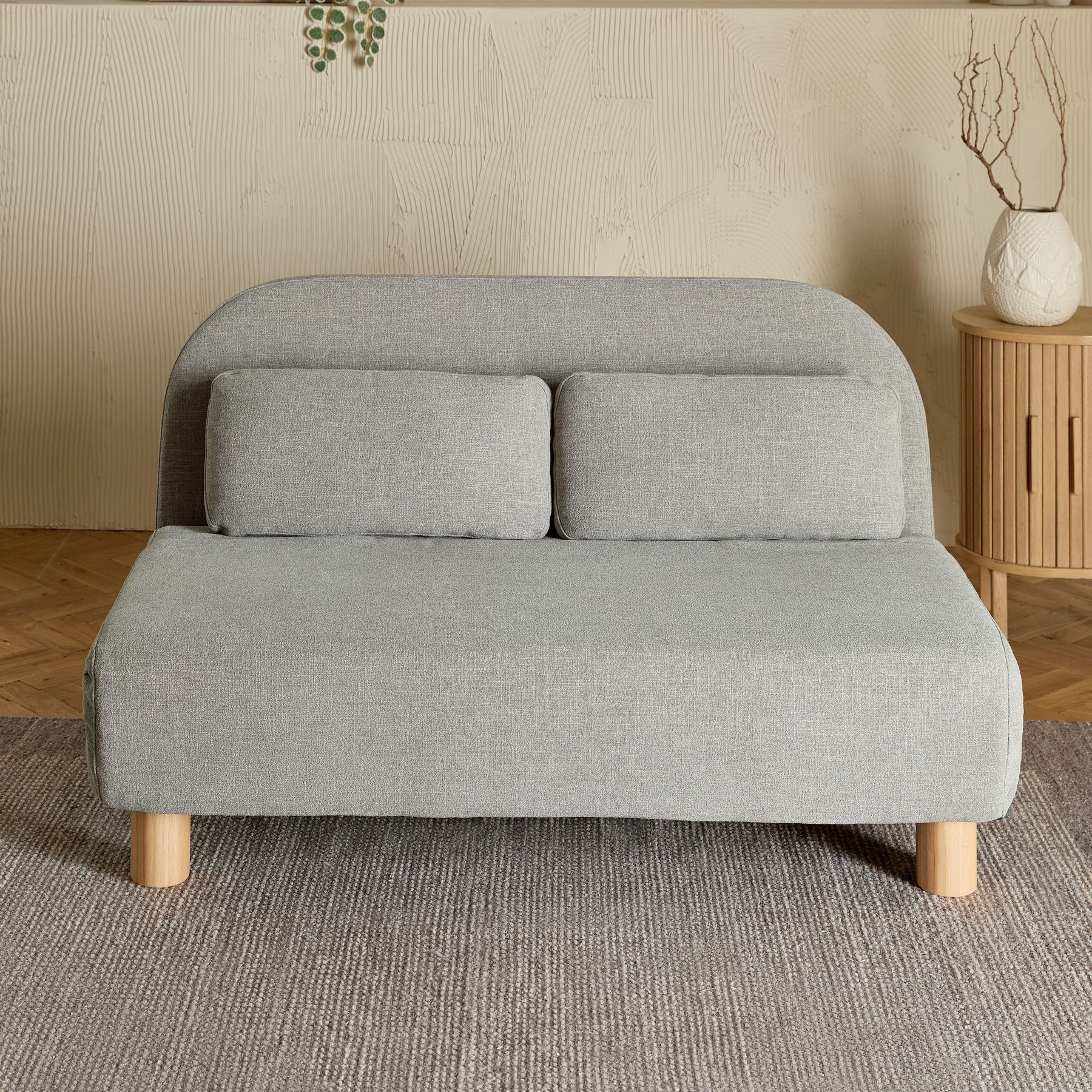 Brushed Weave Light Warm Grey Palma Double Sofa Bed