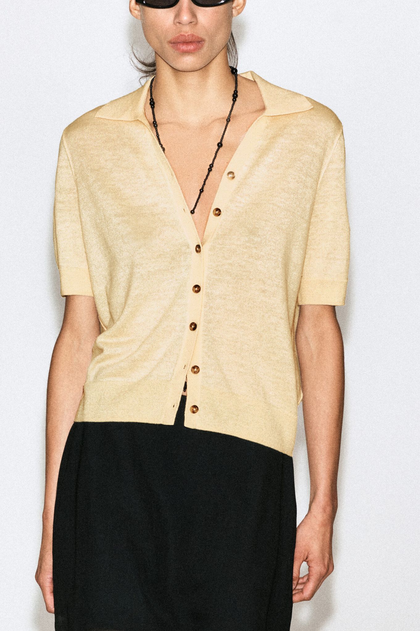 Knitted Linen-Merino Short-Sleeved Shirt