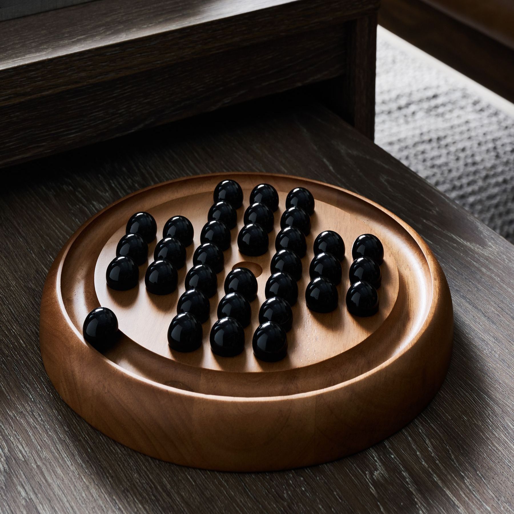 Brown Wooden Solitaire Set