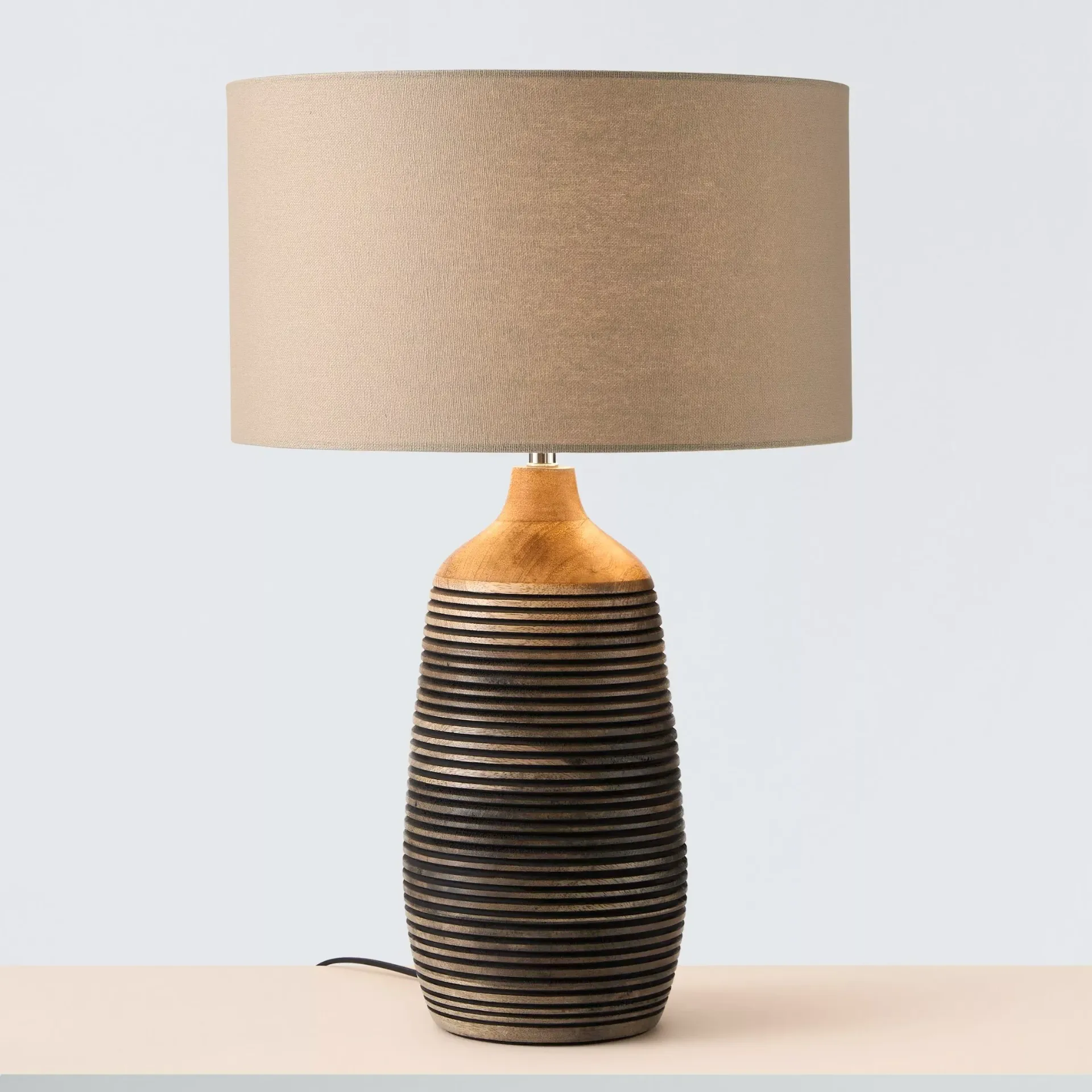 John Lewis Kerala Grooved Table Lamp, Mangowood