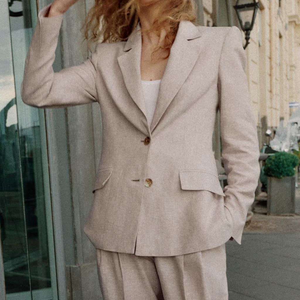 Linen Darted Blazer - Sand / Marl - Xs