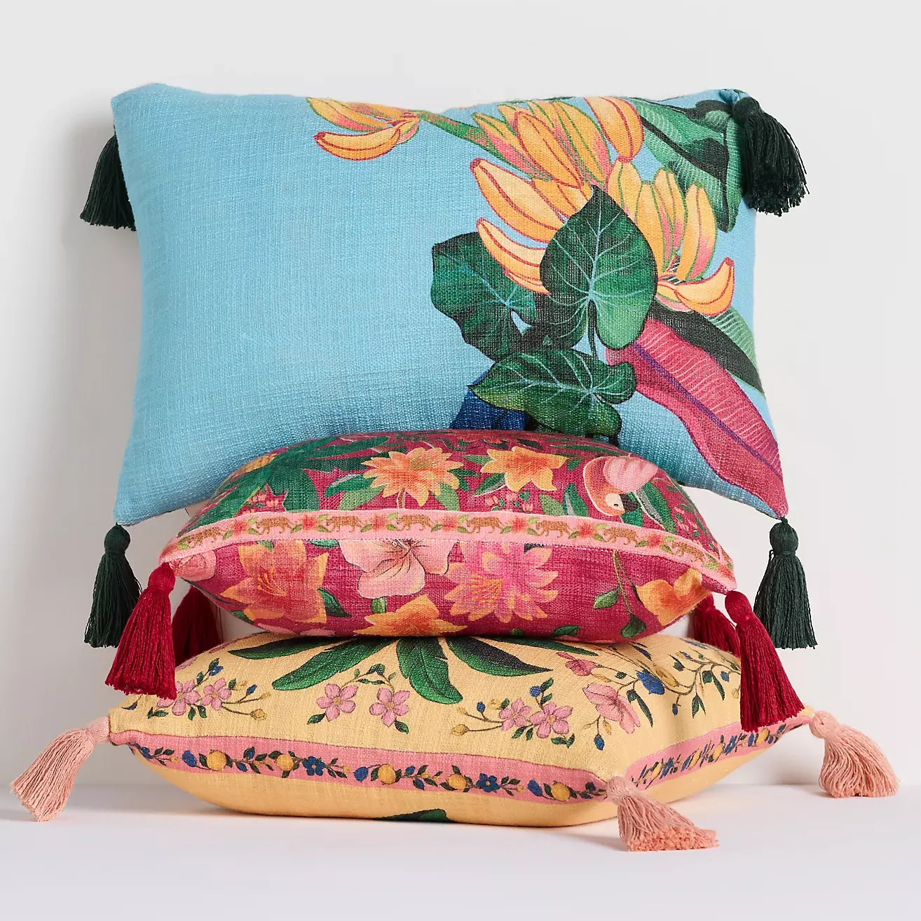 Farm Rio X Anthropologie Cotton Printed Tassel Outdoor Cushion