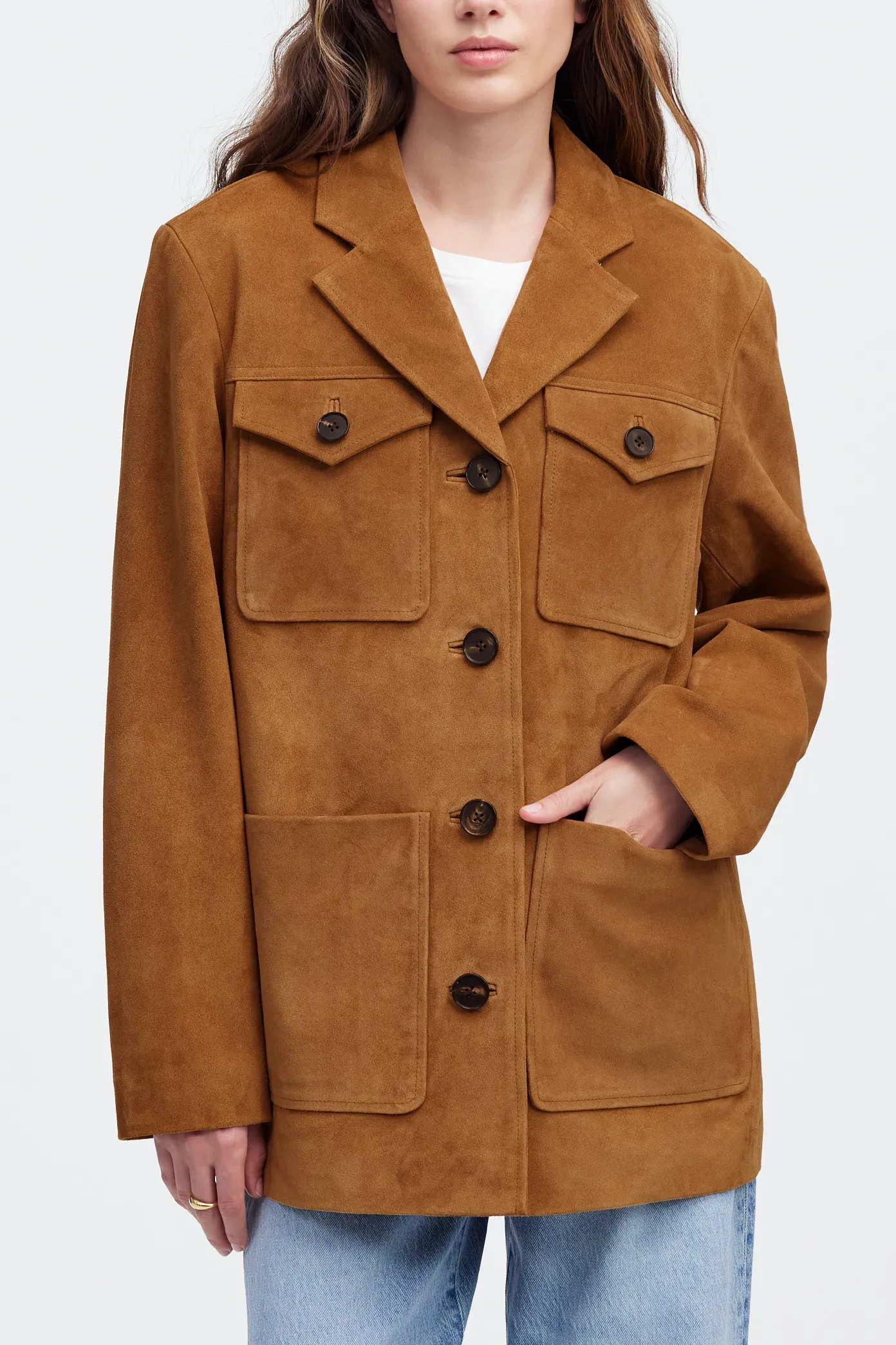 Long Chore Blazer in Suede