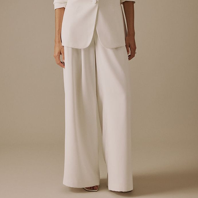 White Wide Leg Viera Bridal Trousers