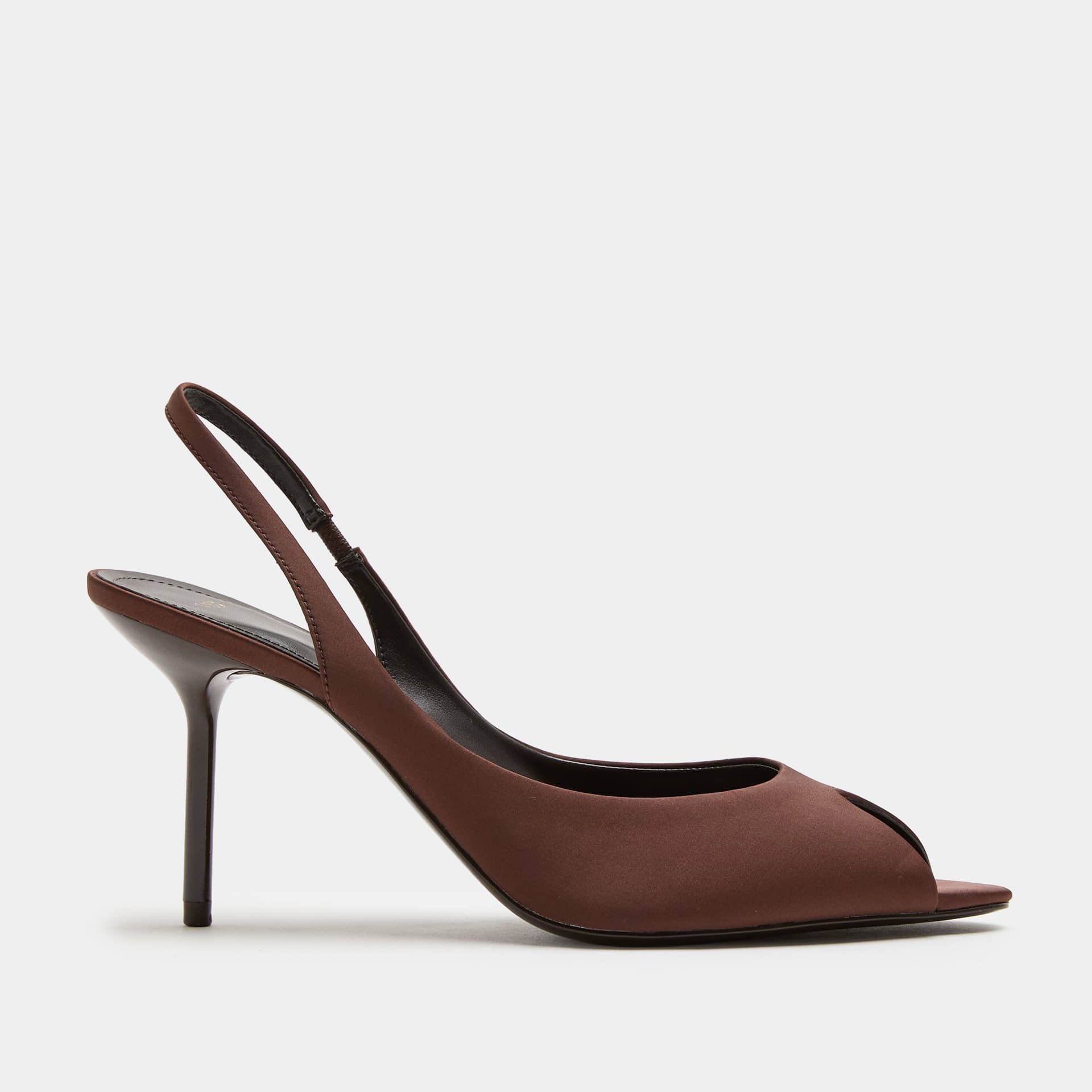 Satin Stiletto Heel Peep Toe Slingback Shoes