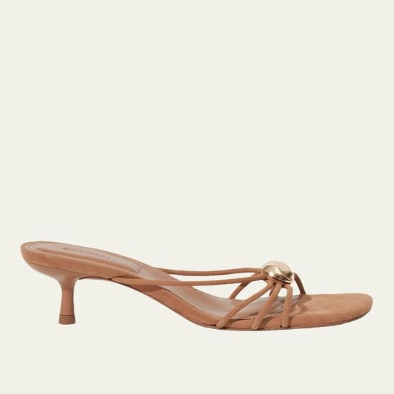 Amaya Strappy Suede Kitten-Heel Sandals