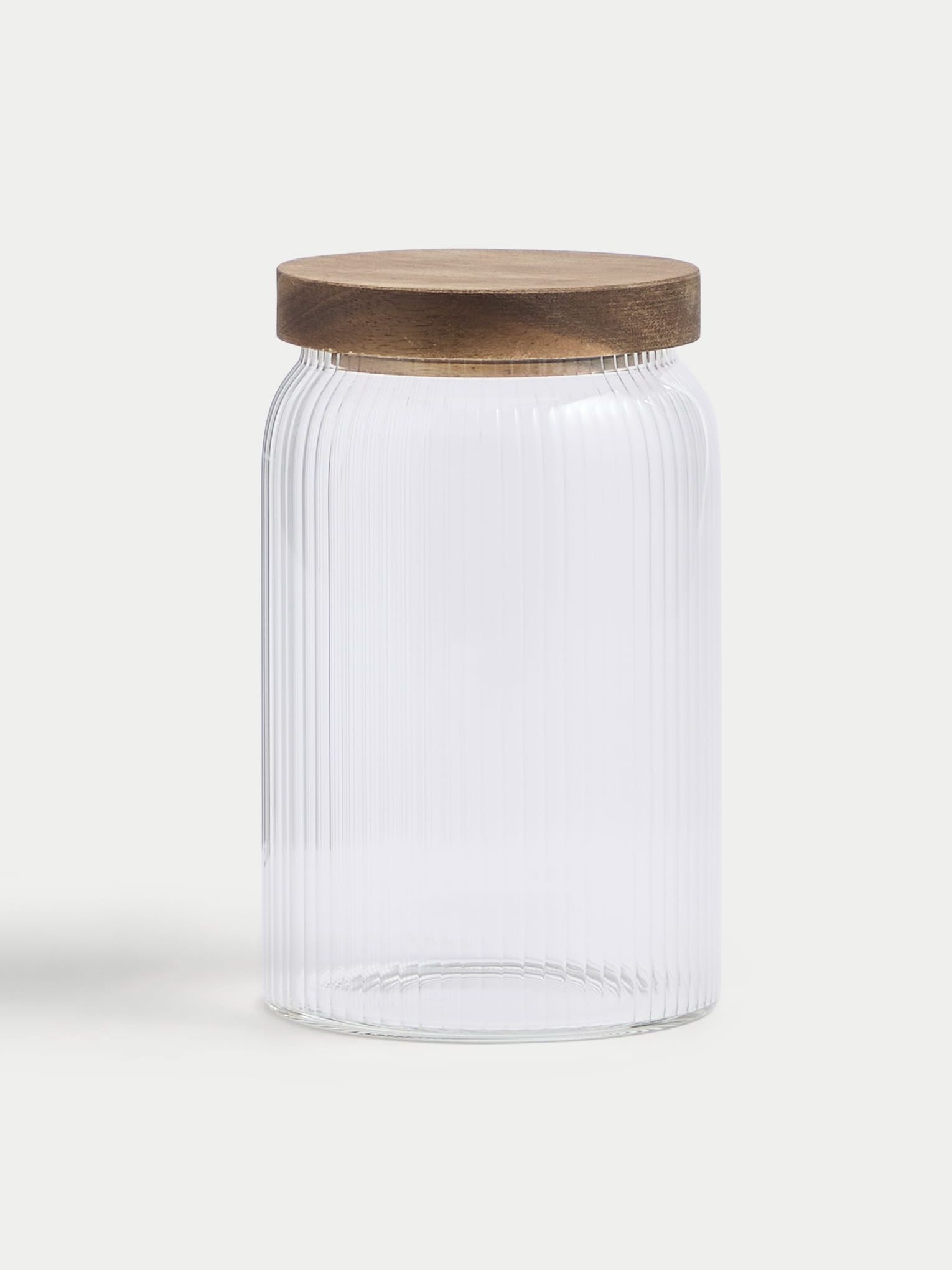 Medium Ribbed Glass Storage Jar