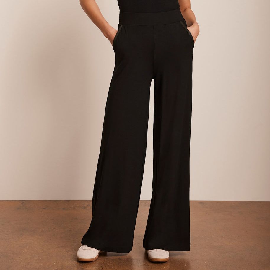 Mint Velvet Black Palazzo Wide-Leg Trousers