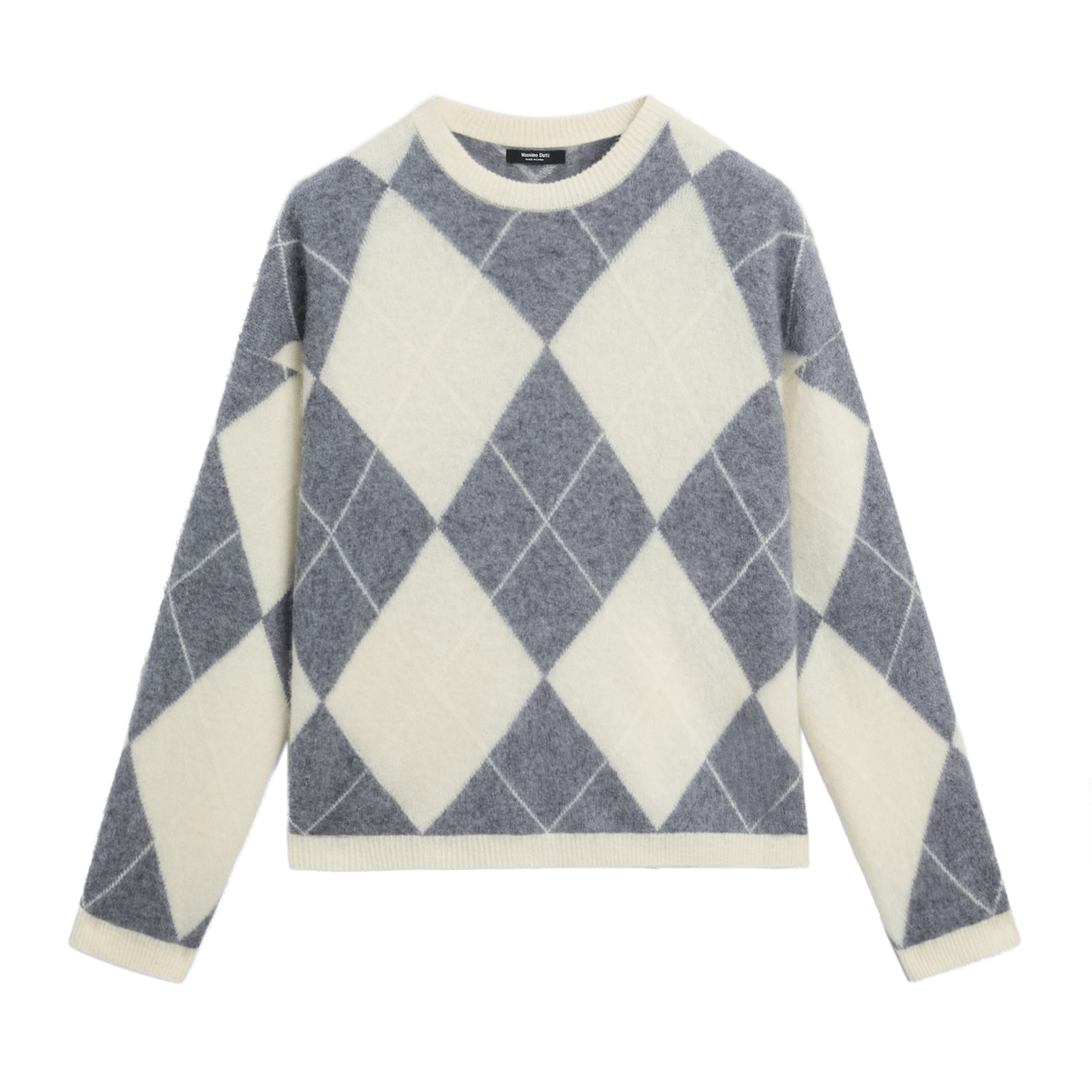 Wool Blend Argyle Knit Sweater