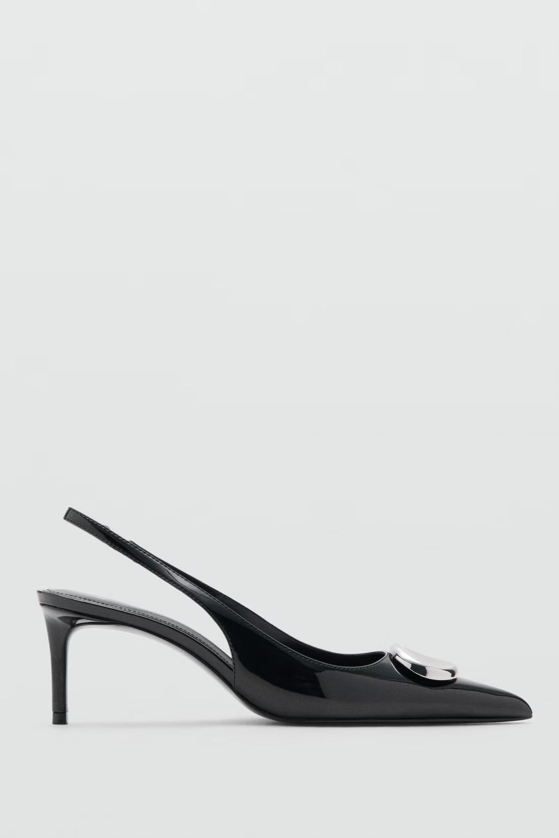 MANGO, Patent Leather High-Heeled Shoes With Metal Detail