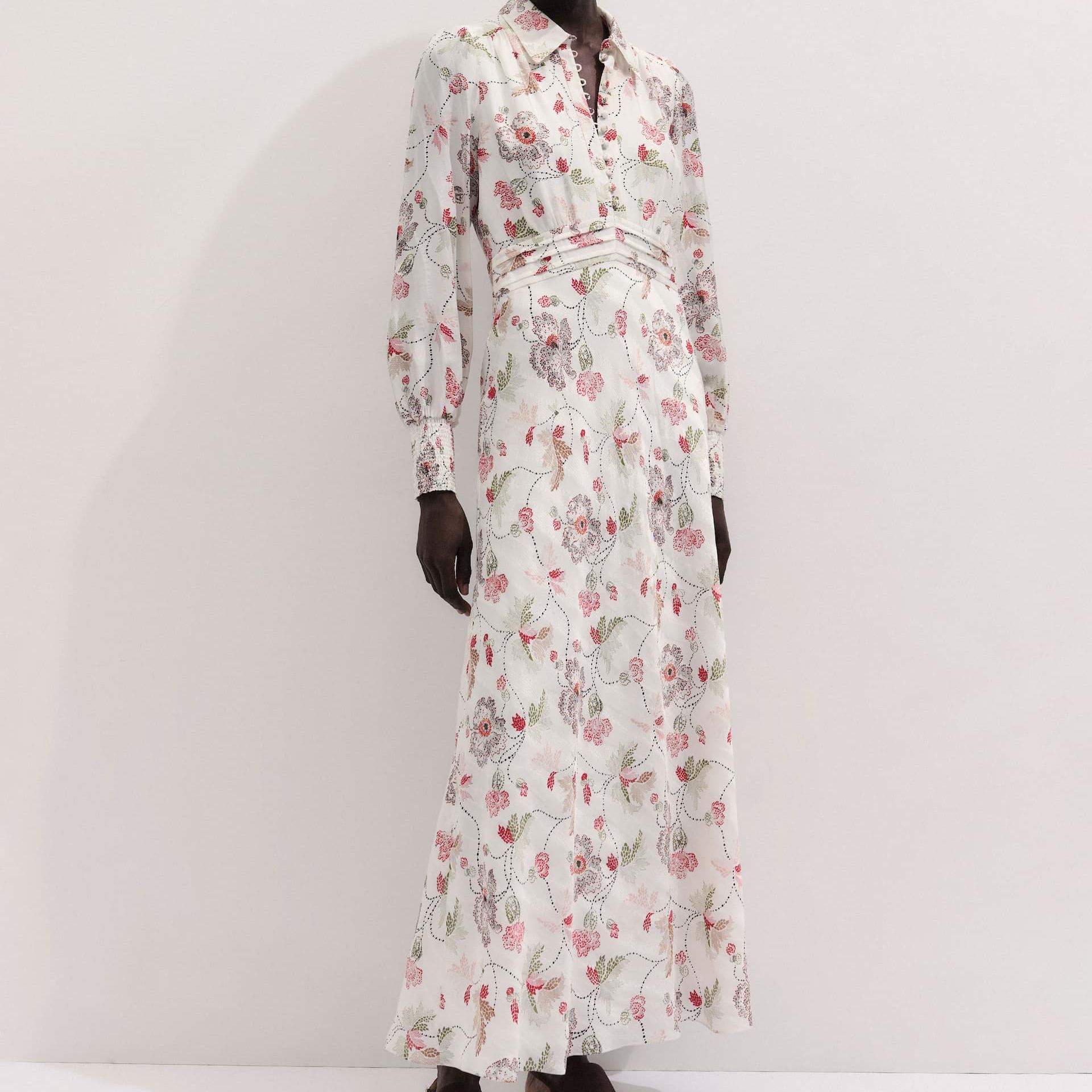 ME+EM Fit + Flare Silk Blend Maxi Dress