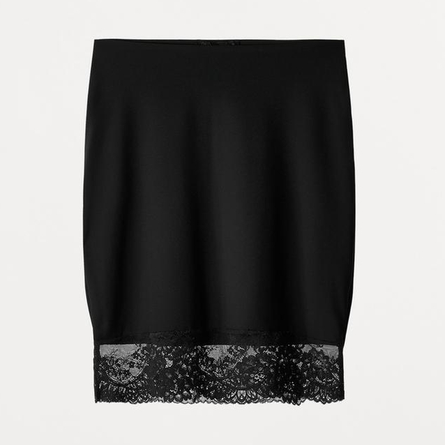 Zara black skirt with lace trim