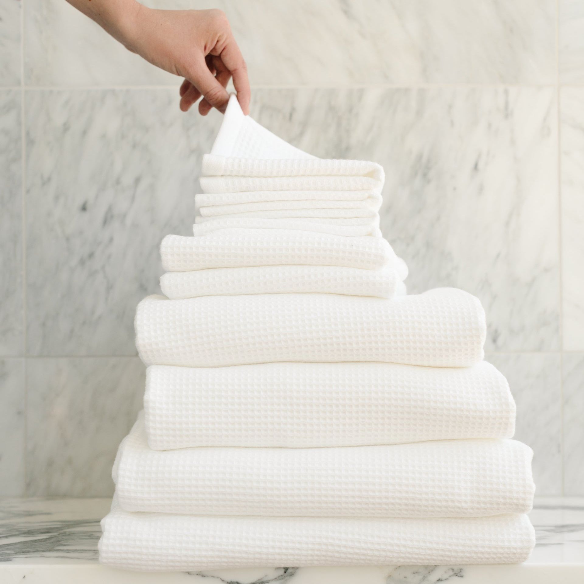 Complete Waffle Bath Bundle - White