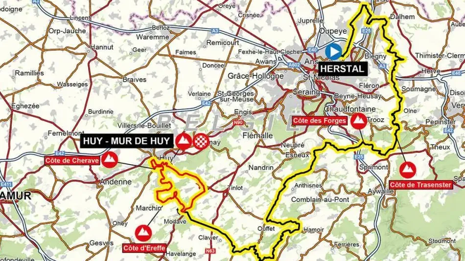 The map of the 2026 La Fl&amp;egrave;che Wallonne