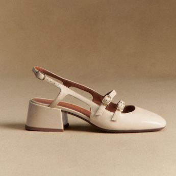 S&amp;eacute;zane Paula Babies Slingbacks White Lacquer