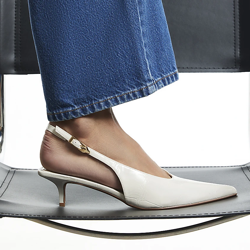River Island, Kitten Heel Slingback Court Shoes
