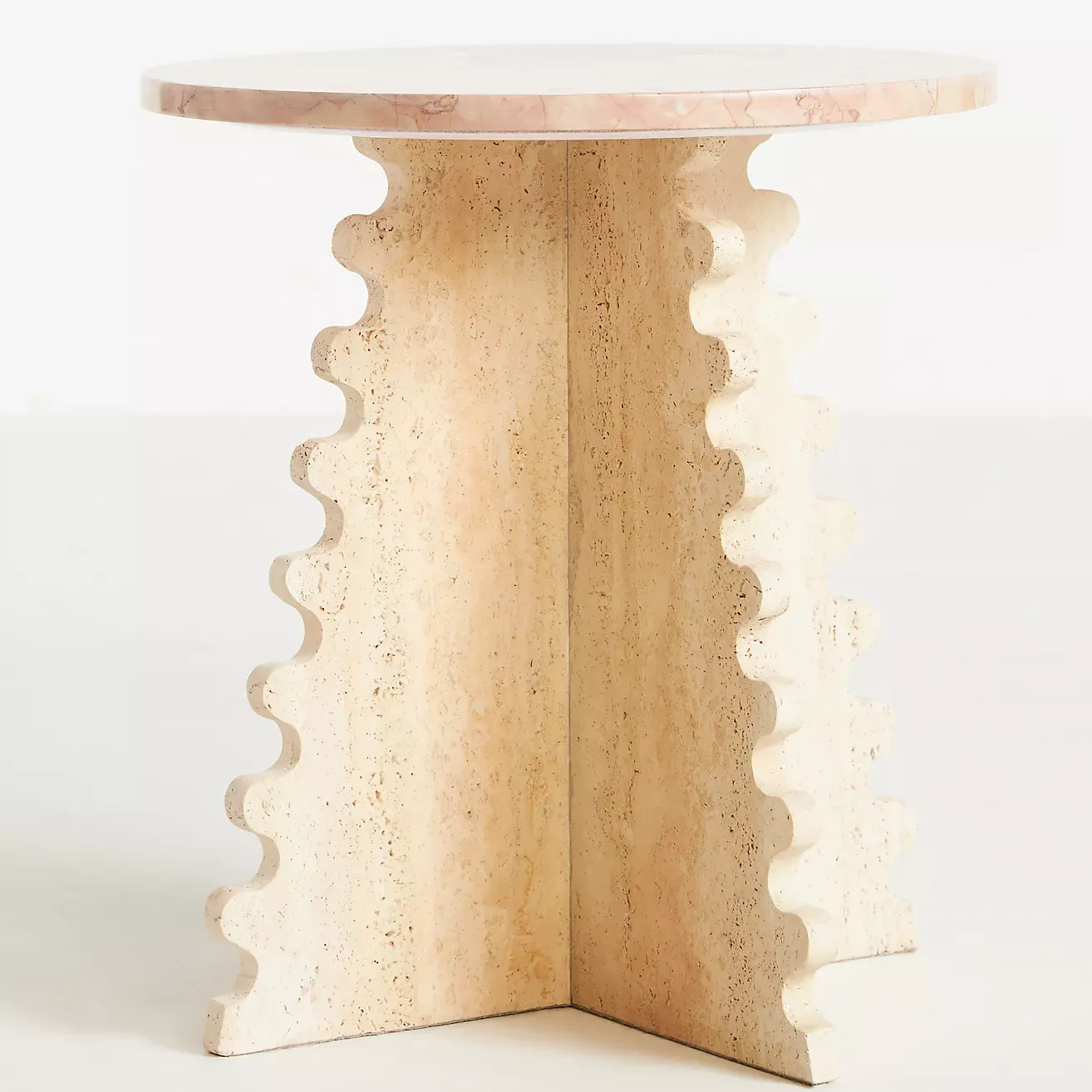 Scalloped Marble Top Side Table