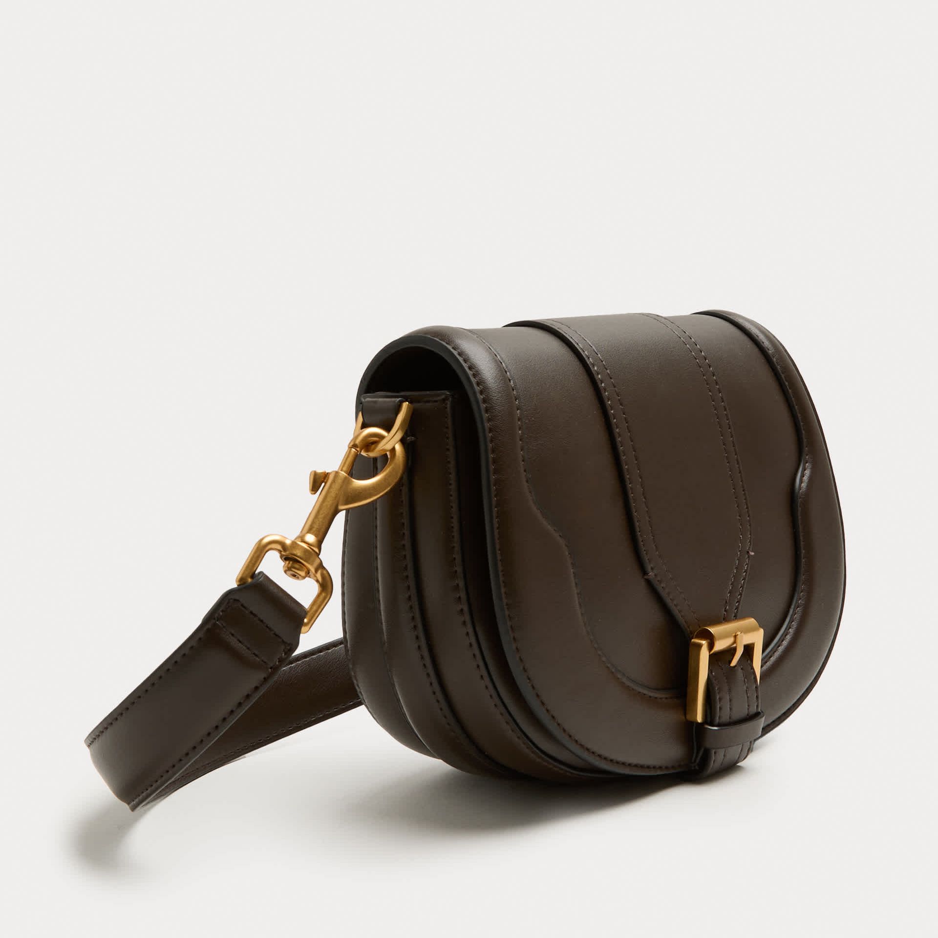 Buckle Detail Cross Body Saddle Bag
