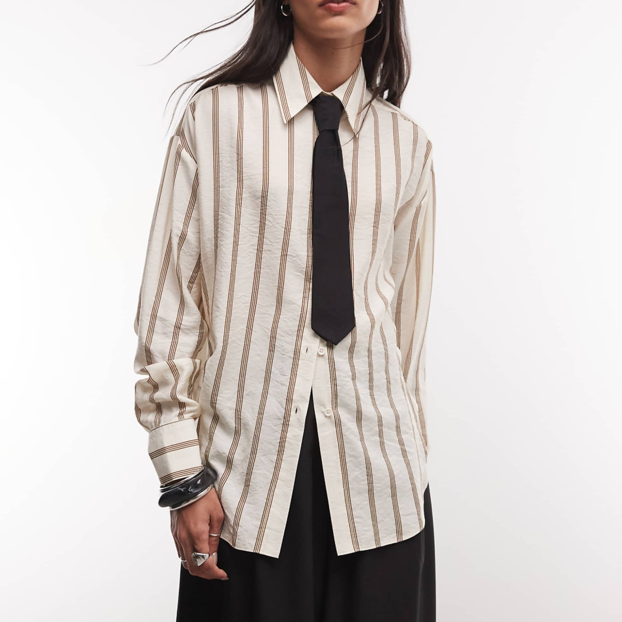 Asos Design Shirt With Tie in Stripe