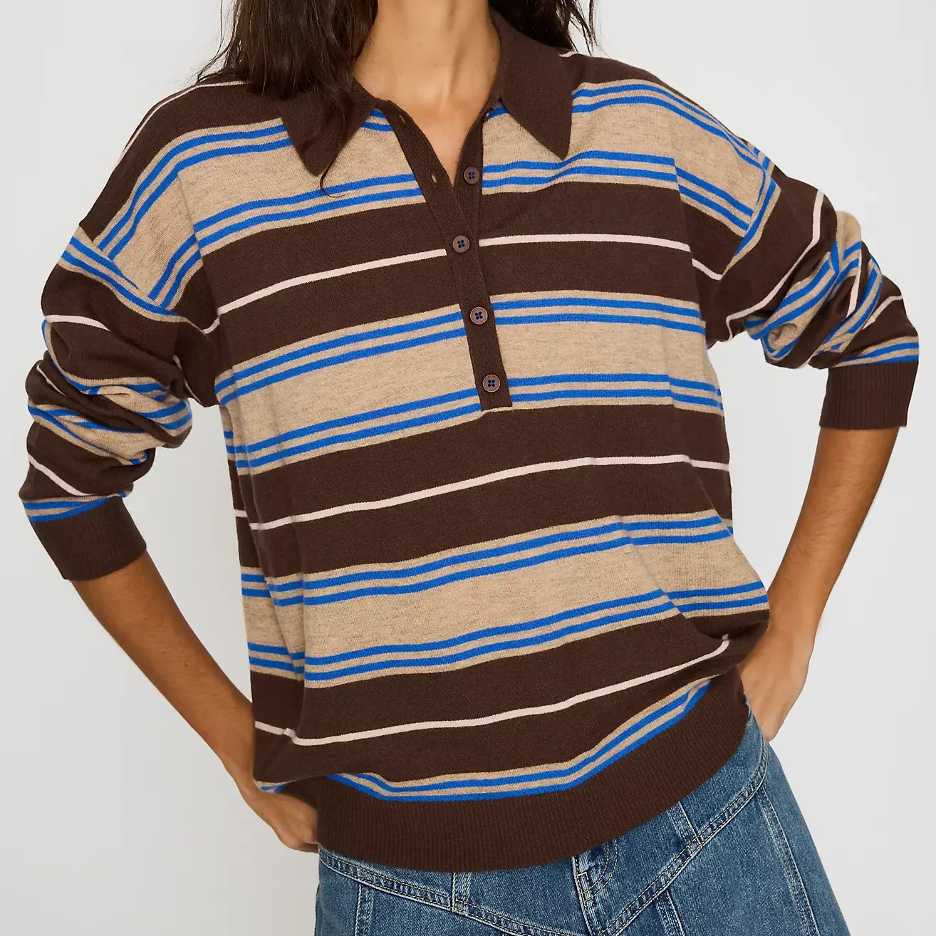 By Anthropologie Stripe Wool Polo Shirt