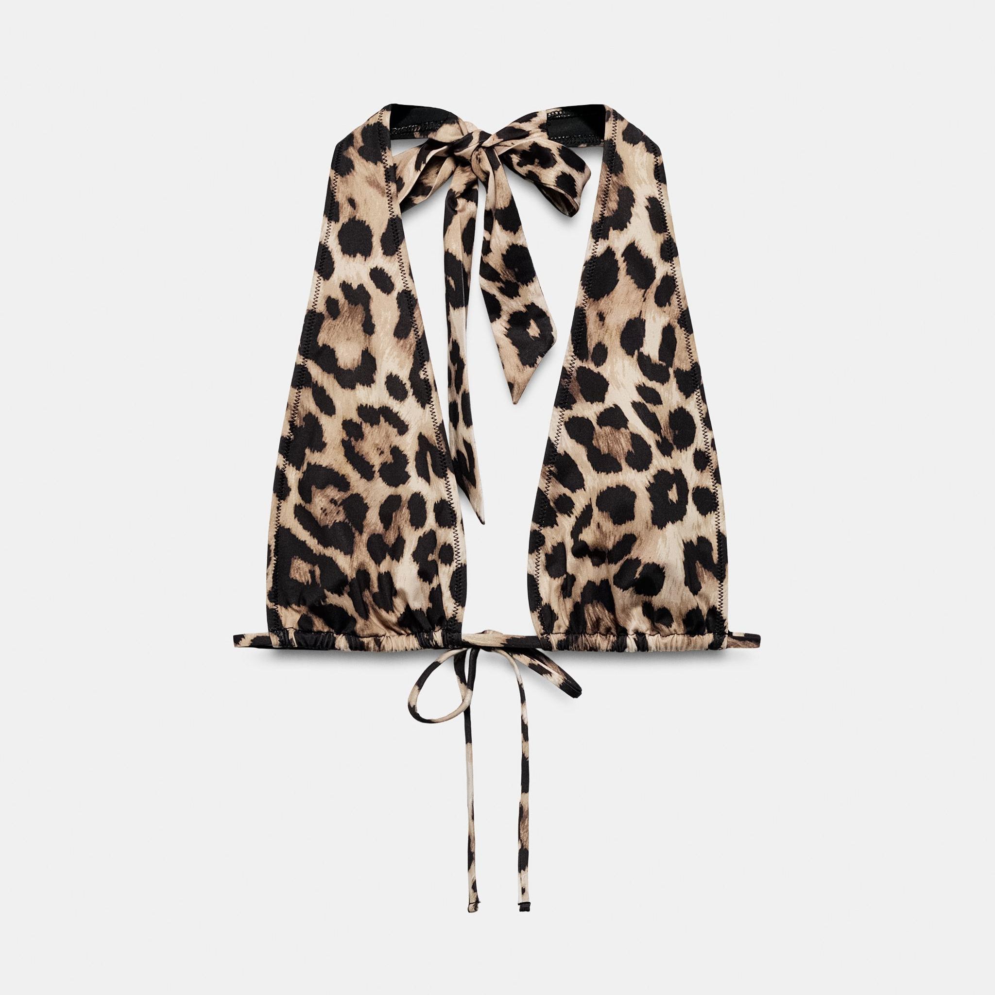 Animal Print Triangle Bikini Top