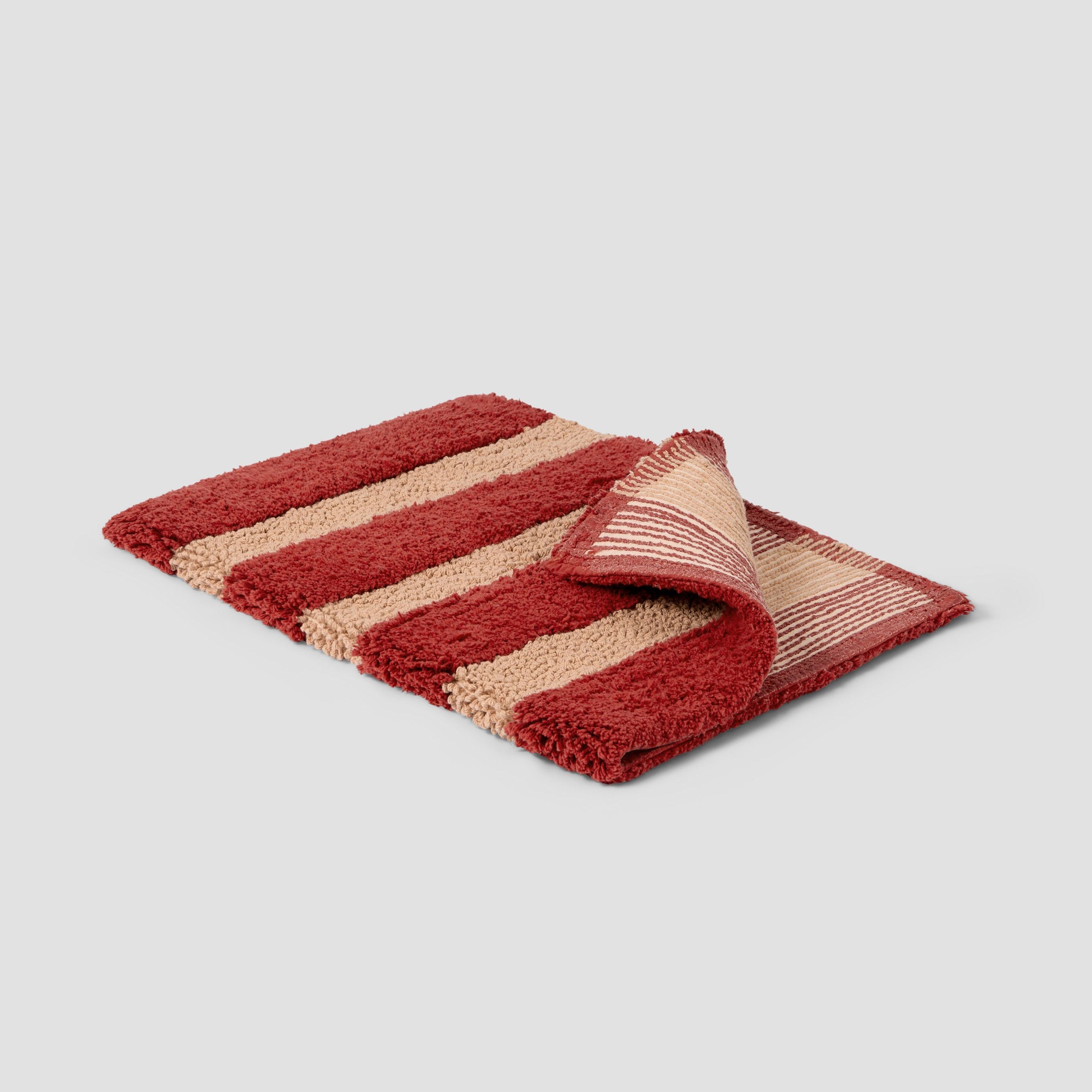 Sandstone Red Pembroke Stripe Cotton Bath Mat