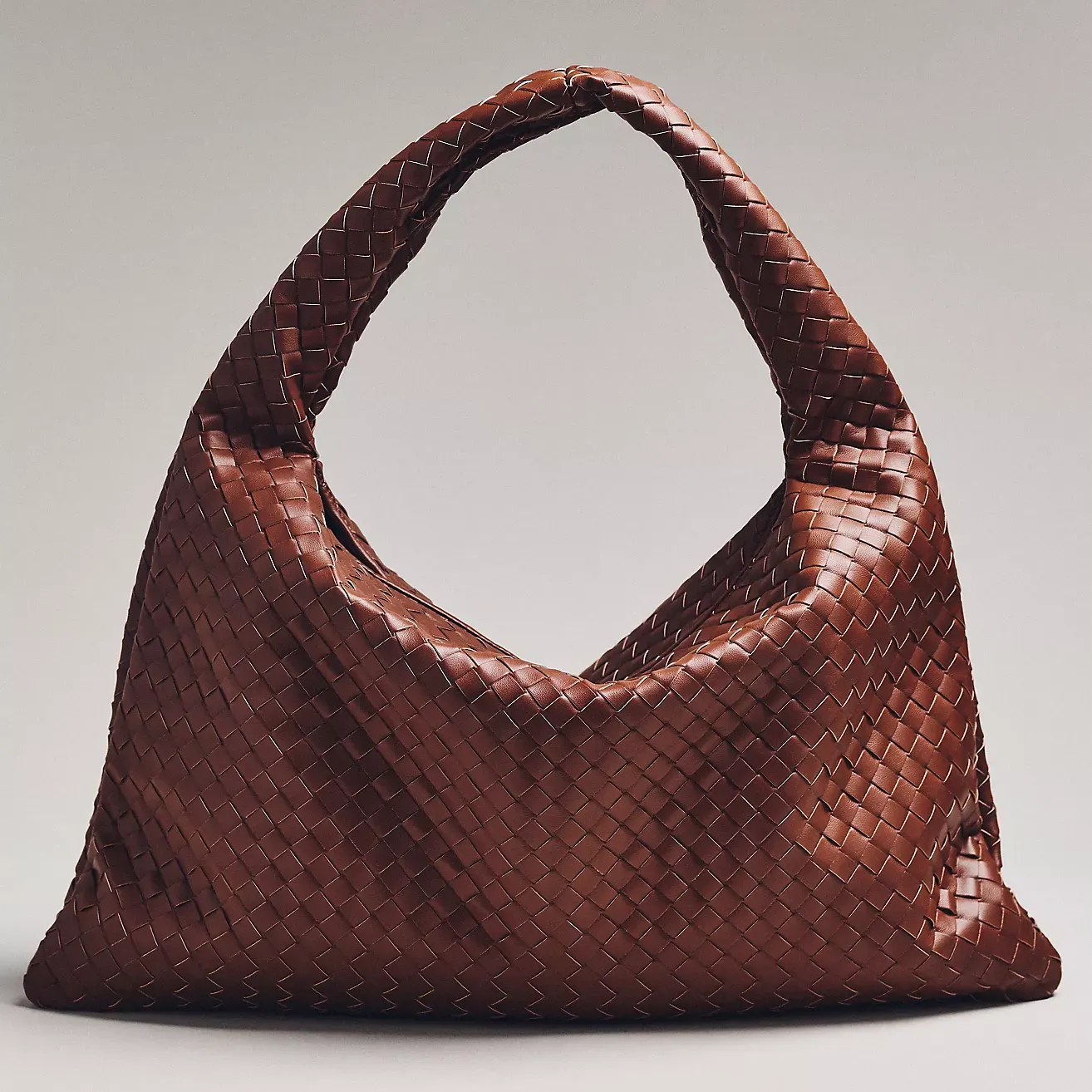 Woven Faux-Leather Oversized Slouchy Tote Bag