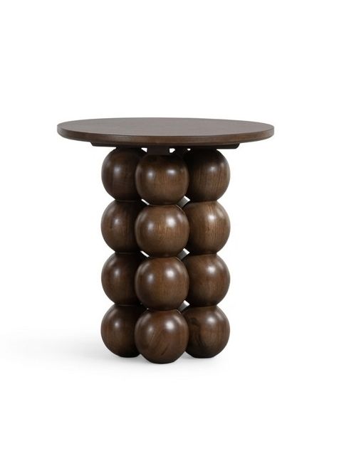Round Mango Wood Side Table