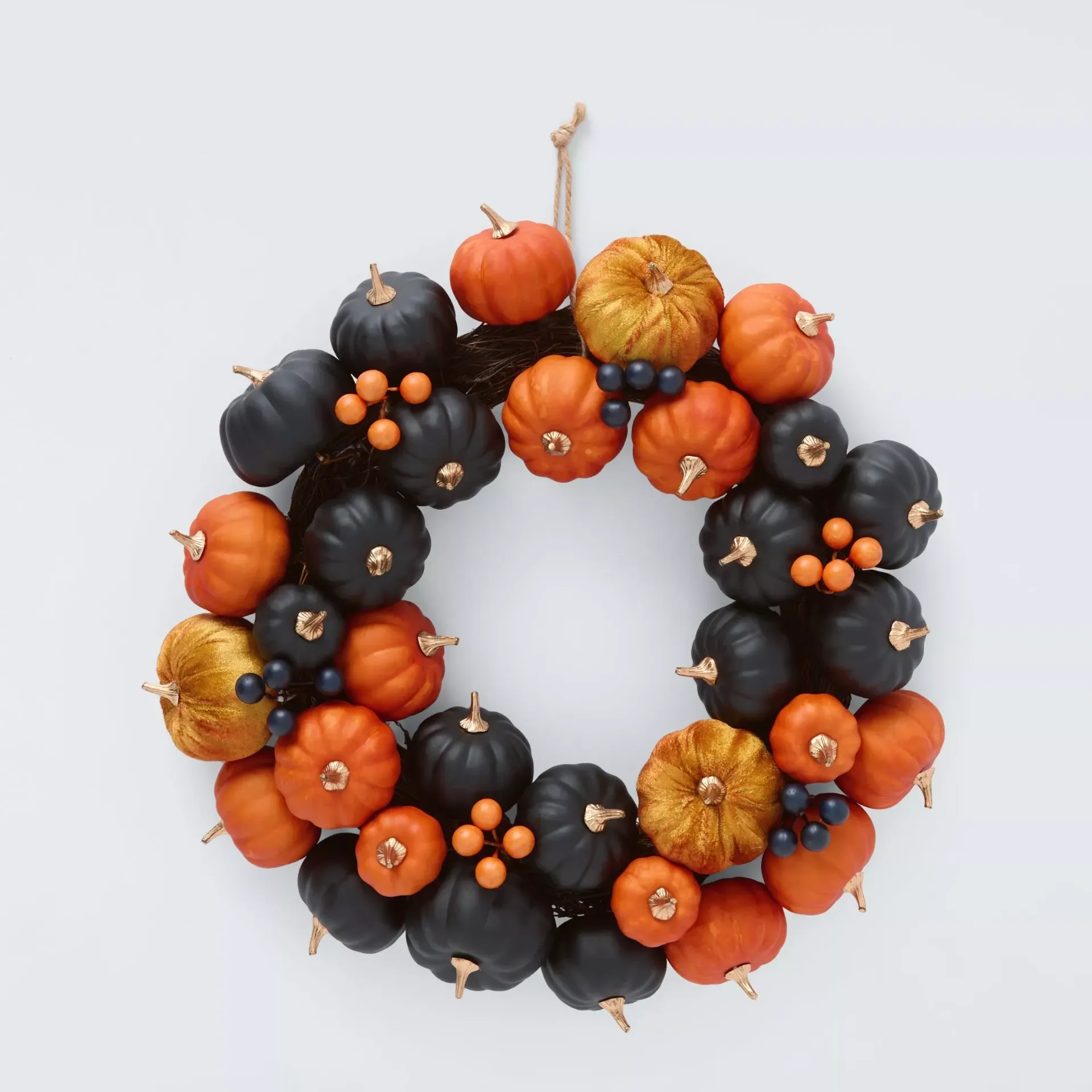 John Lewis Pumpkin Wreath, Black/orange
