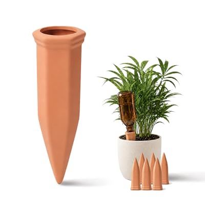 Bamworld Plant Watering Devices, 10-Pack Self Watering Plant Spikes Terracotta Stakes, Automatic Plant Waterer &amp;amp; Self Watering System for Plants, Vacation Care for Outdoor Indoor Potted Plants