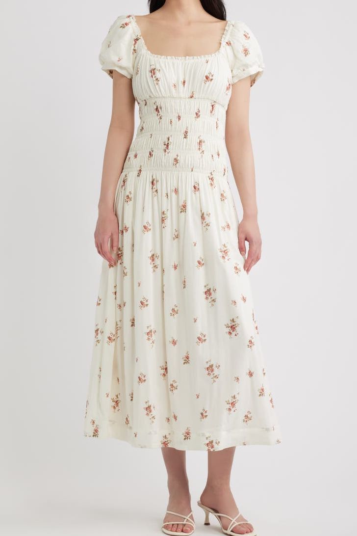 Riva Shirred Midi Dress